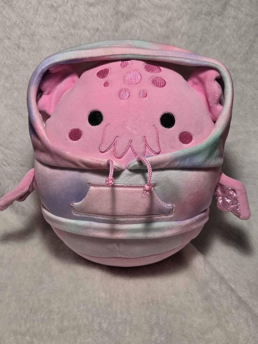 Hoodie SHEA Squishmallow Pink Cthulhu 7.5" with Pastel Tie-Dye Hoodie NO HANGTAG